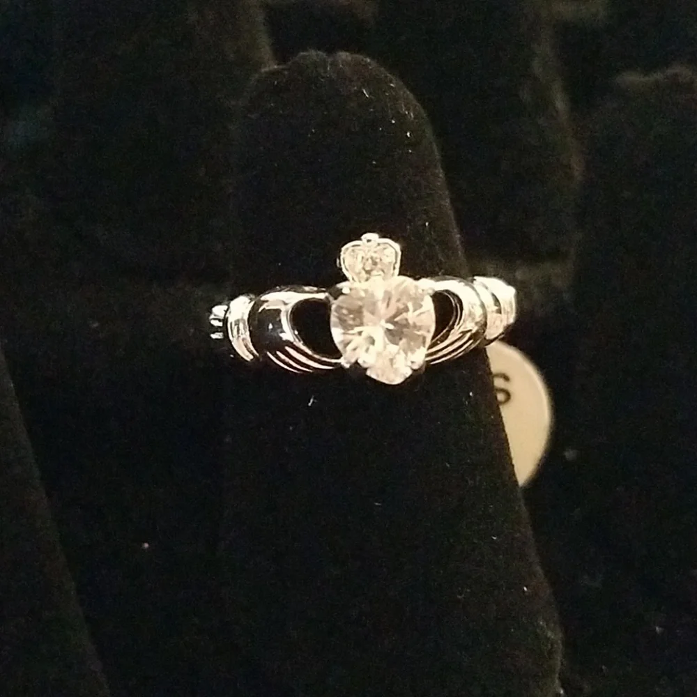 Rhinestone Faux Diamond Cocktail Silver Ring